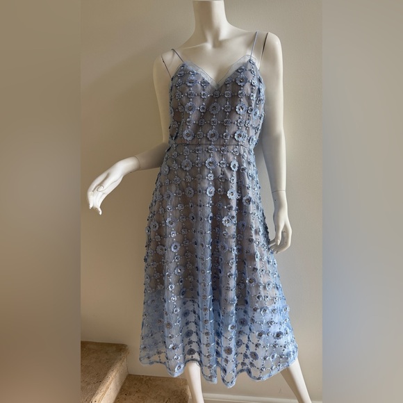 AIDAN MATTOX Blue Floral Spaghetti Strap Dress size 10 - Picture 2 of 8